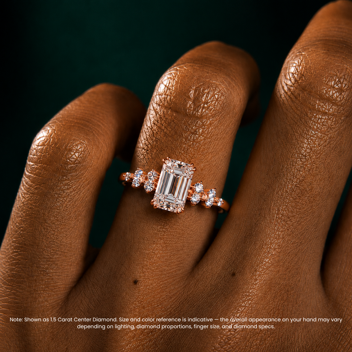 Mia Accents (Round Sides) Emerald Lab Grown Diamond Engagement Ring in 18K Gold