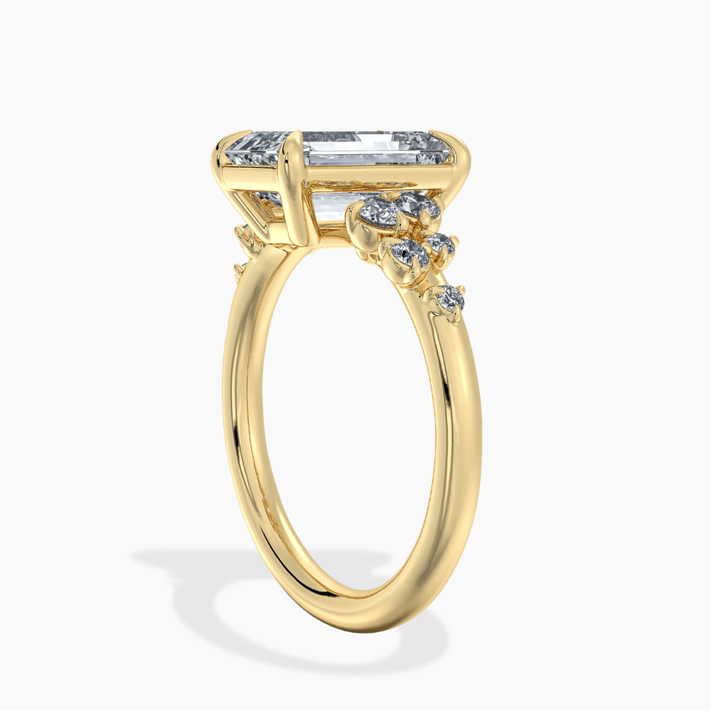 Mia Accents (Round Sides) Emerald Lab Grown Diamond Engagement Ring in 18K Gold