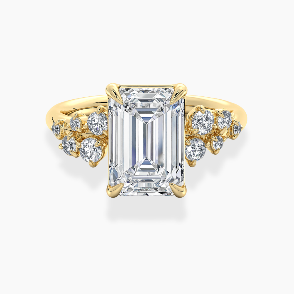 Mia Accents (Round Sides) Emerald Lab Grown Diamond Engagement Ring in 18K Gold