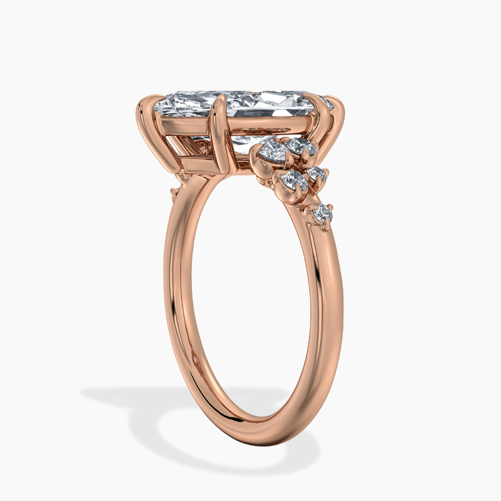 Mia Accents (Round Sides) Marquise Lab Grown Diamond Engagement Ring in 18K Gold