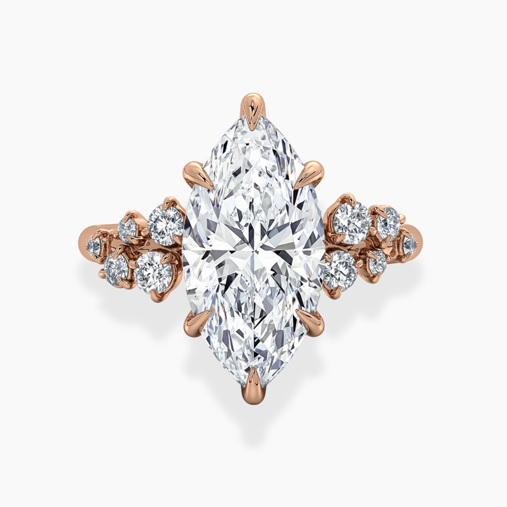 Mia Accents (Round Sides) Marquise Lab Grown Diamond Engagement Ring in 18K Gold