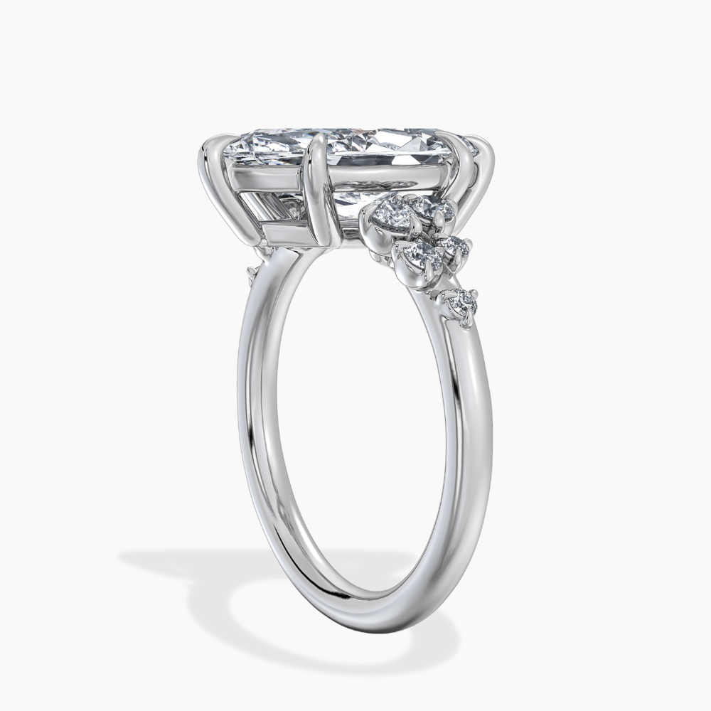 Mia Accents (Round Sides) Marquise Lab Grown Diamond Engagement Ring in 18K Gold