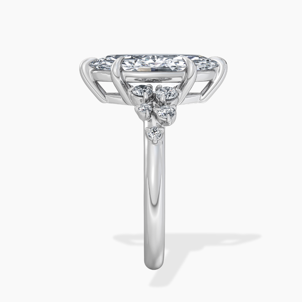 Mia Accents (Round Sides) Marquise Lab Grown Diamond Engagement Ring in 18K Gold