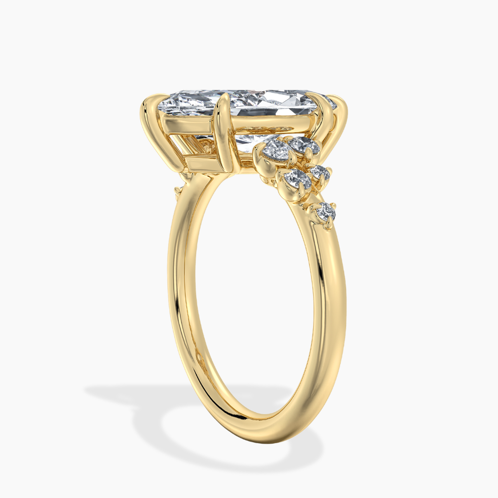 Mia Accents (Round Sides) Marquise Lab Grown Diamond Engagement Ring in 18K Gold