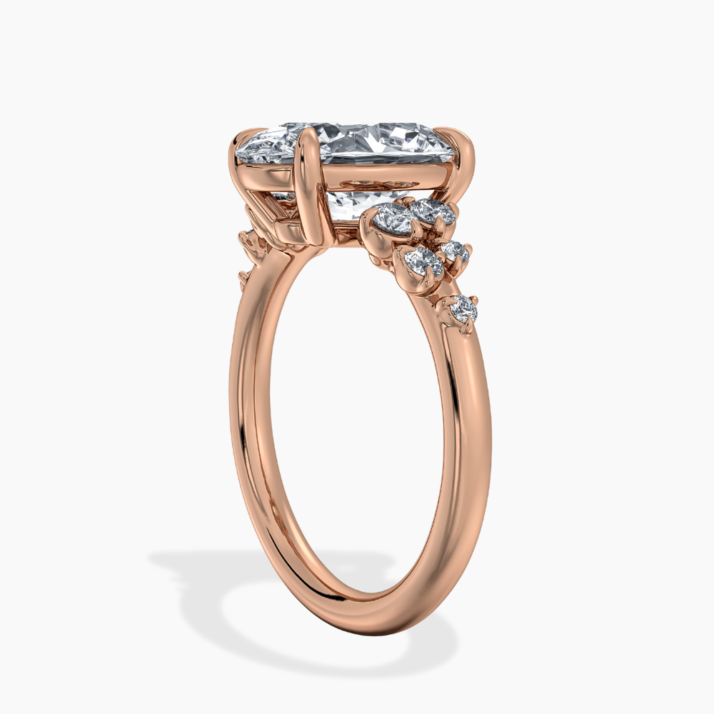 Mia Accents (Round Sides) Oval Lab Grown Diamond Engagement Ring in 18K Gold