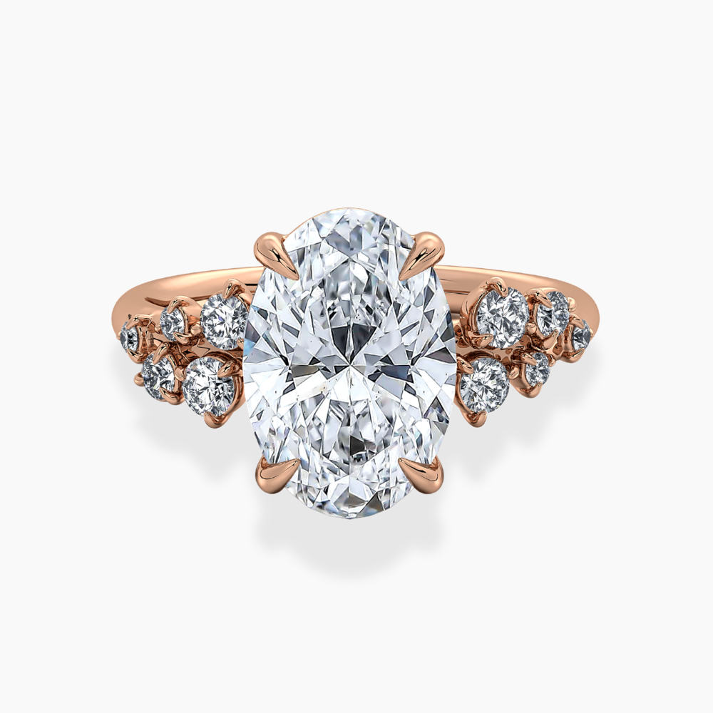 Mia Accents (Round Sides) Oval Lab Grown Diamond Engagement Ring in 18K Gold