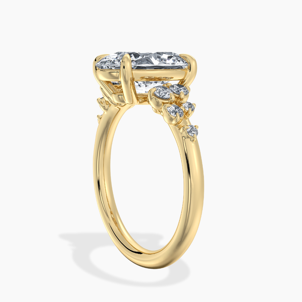 Mia Accents (Round Sides) Oval Lab Grown Diamond Engagement Ring in 18K Gold