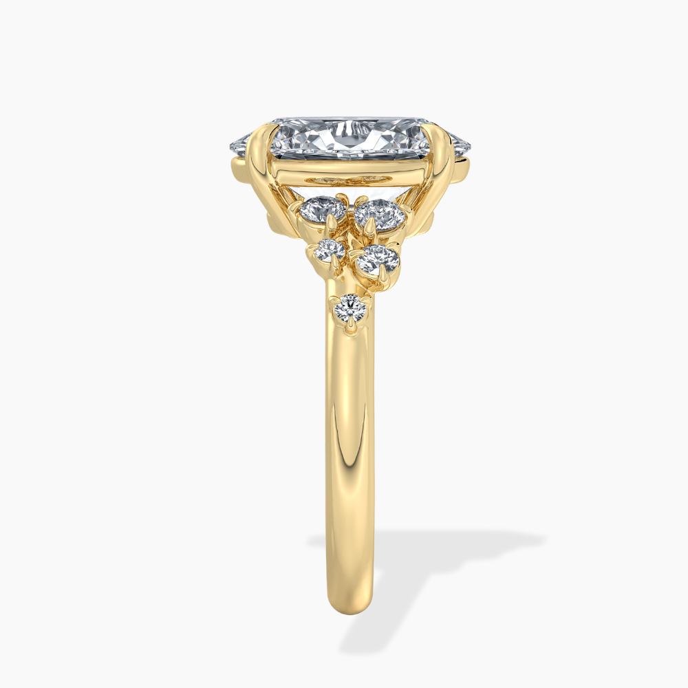 Mia Accents (Round Sides) Oval Lab Grown Diamond Engagement Ring in 18K Gold