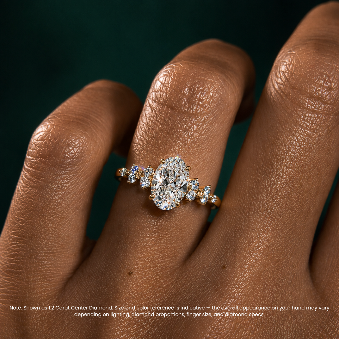 Mia Accents (Round Sides) Oval Lab Grown Diamond Engagement Ring in 18K Gold
