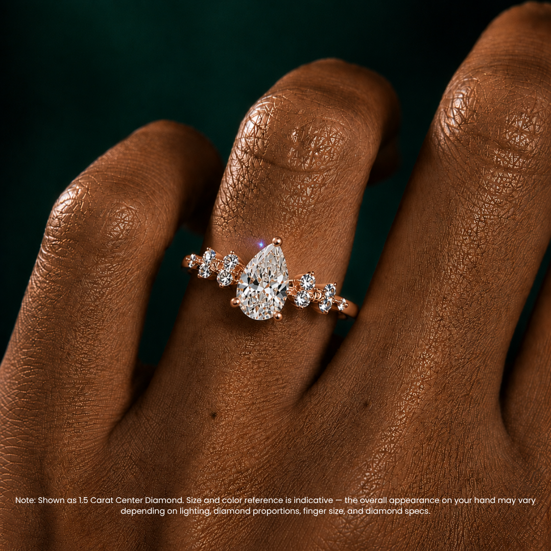 Mia Accents (Round Sides) Pear Lab Grown Diamond Engagement Ring in 18K Gold