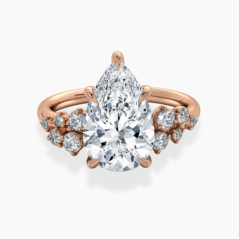 Mia Accents (Round Sides) Pear Lab Grown Diamond Engagement Ring in 18K Gold