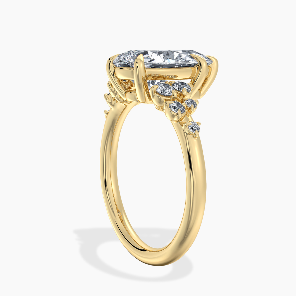 Mia Accents (Round Sides) Pear Lab Grown Diamond Engagement Ring in 18K Gold