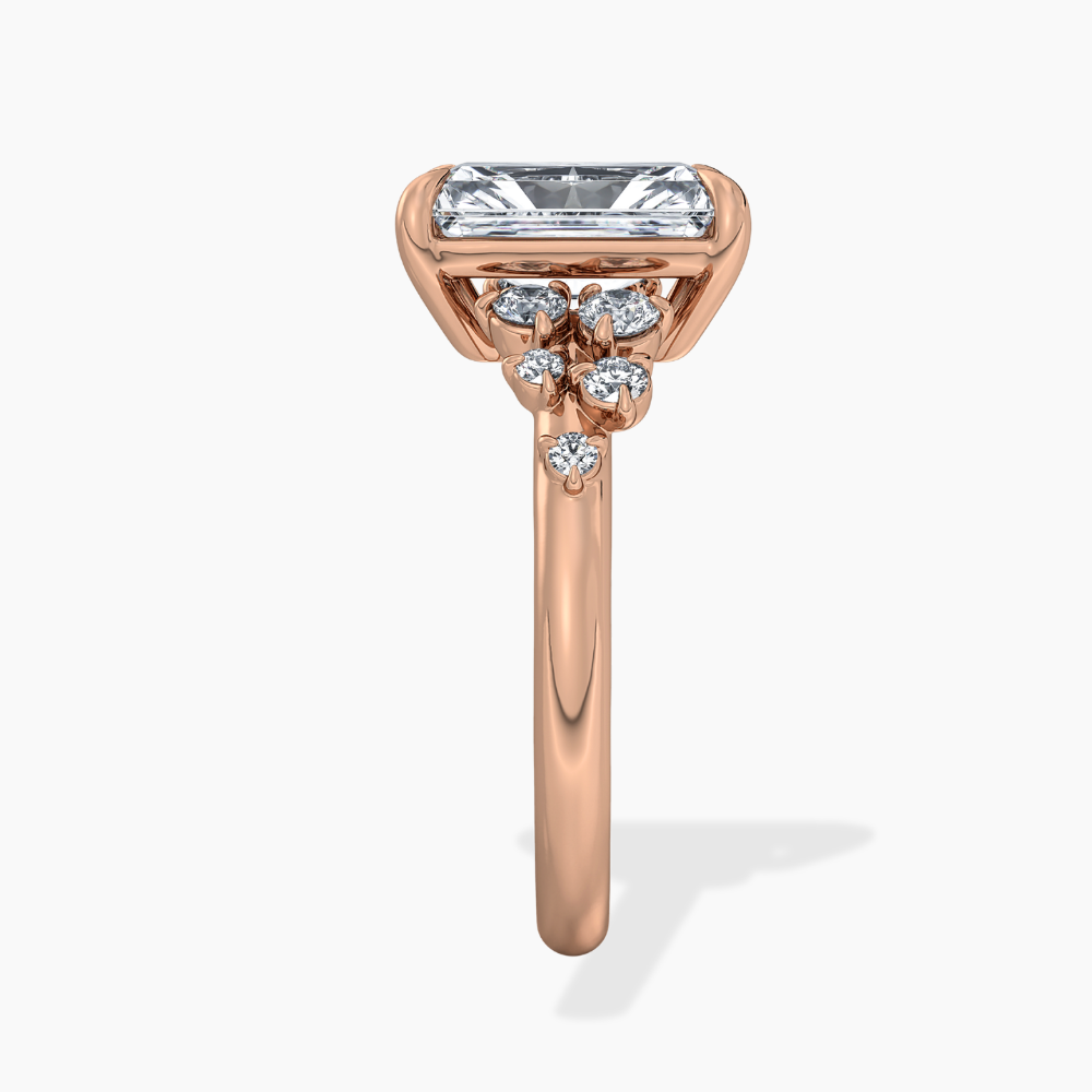 Mia Accents (Round Sides) Radiant Lab Grown Diamond Engagement Ring in 18K Gold