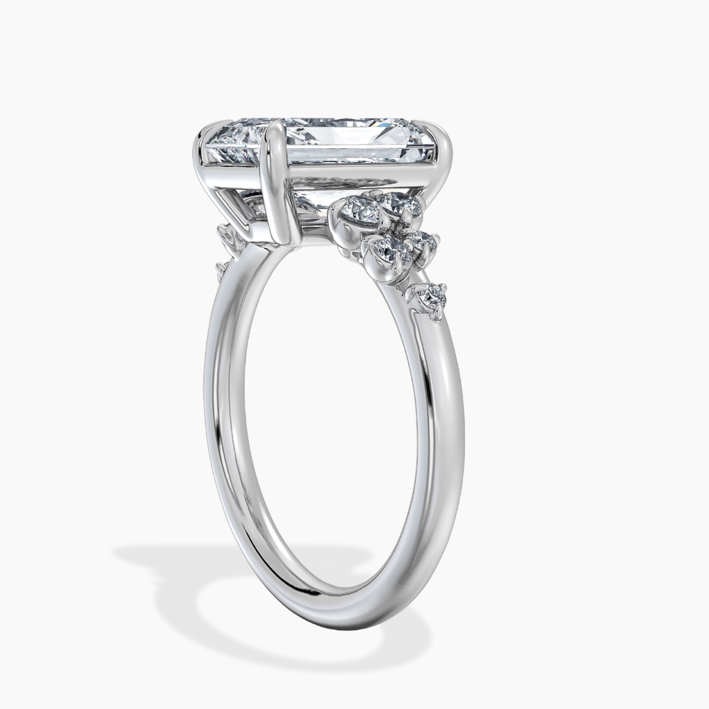 Mia Accents (Round Sides) Radiant Lab Grown Diamond Engagement Ring in 18K Gold