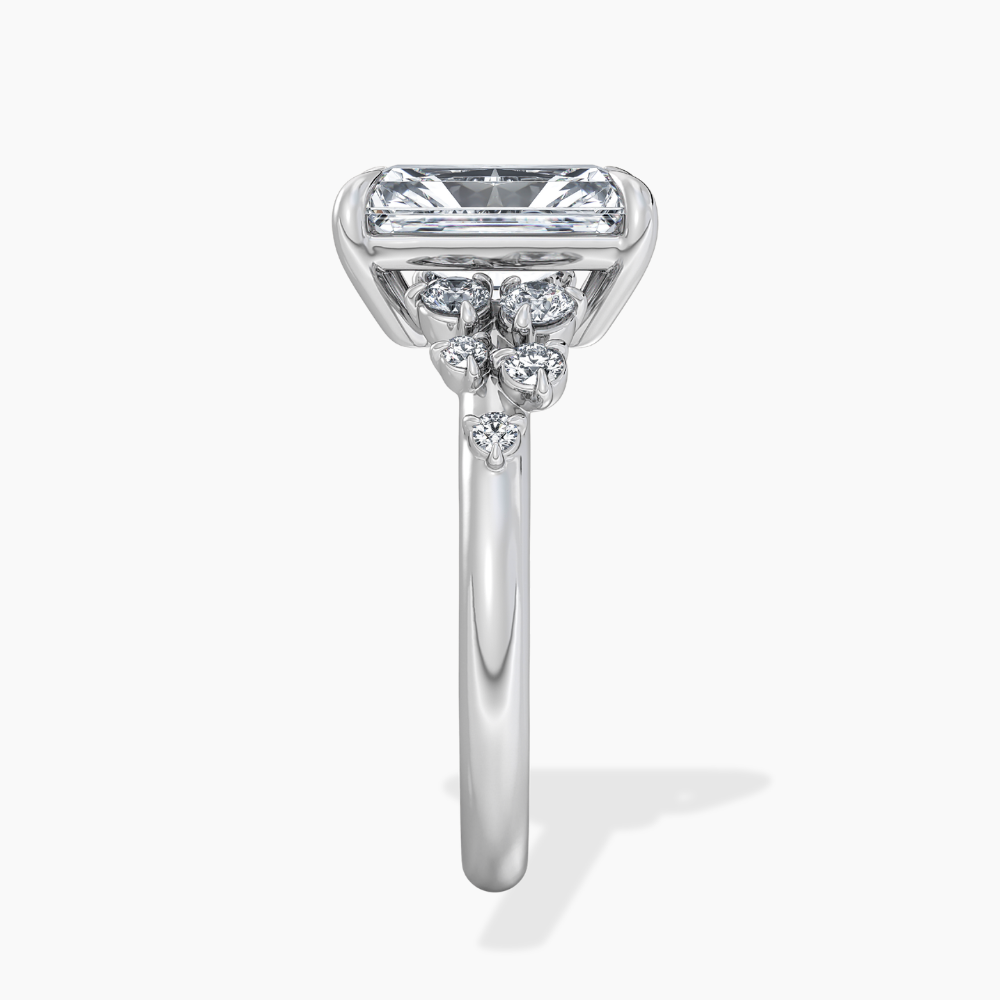 Mia Accents (Round Sides) Radiant Lab Grown Diamond Engagement Ring in 18K Gold