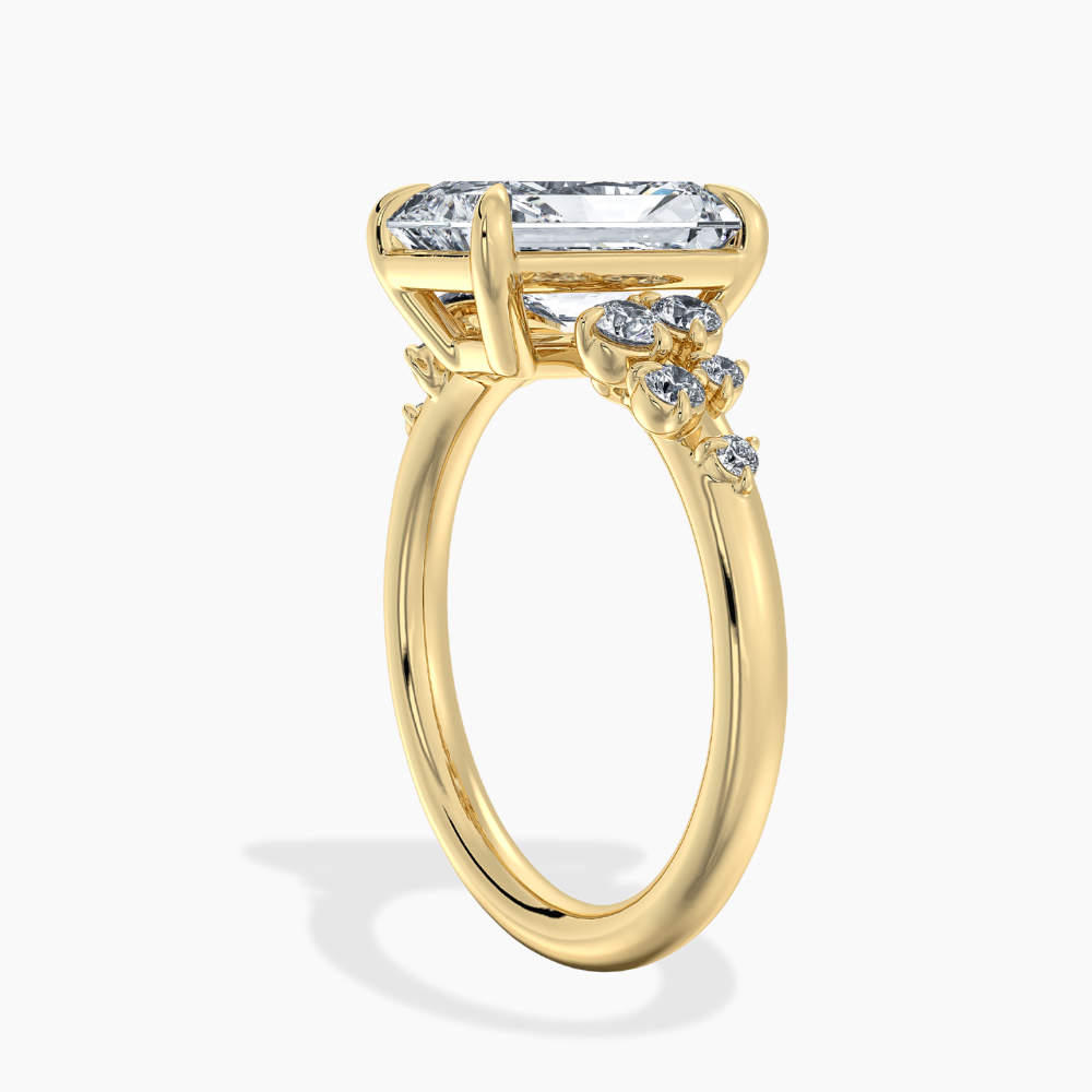 Mia Accents (Round Sides) Radiant Lab Grown Diamond Engagement Ring in 18K Gold