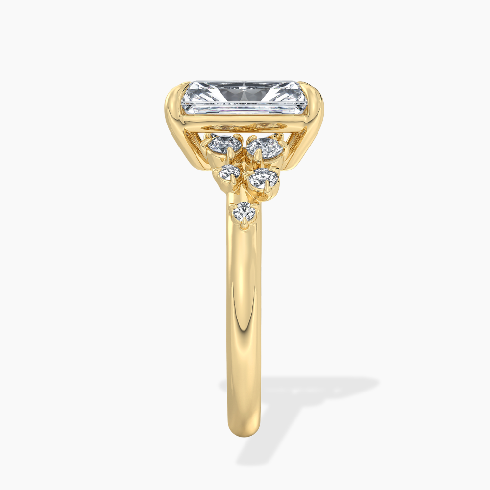 Mia Accents (Round Sides) Radiant Lab Grown Diamond Engagement Ring in 18K Gold