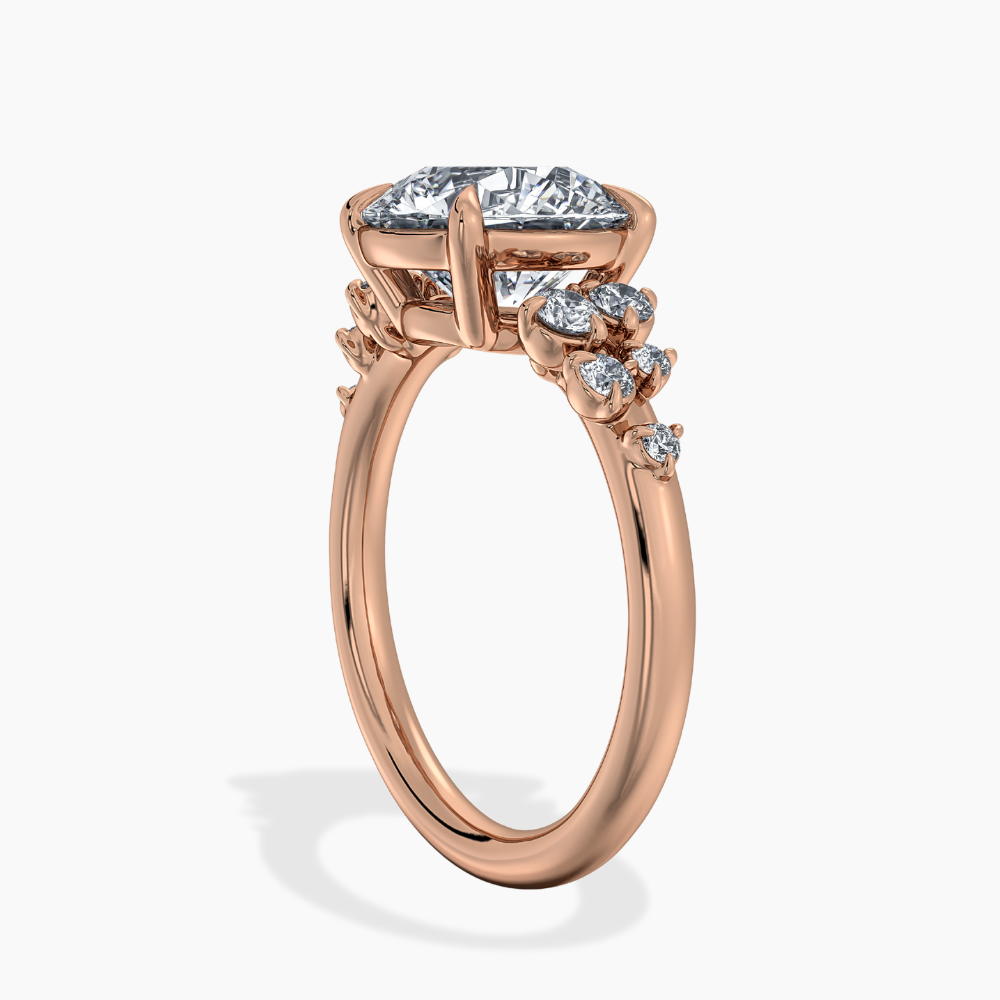 Mia Accents (Round Sides) Round Lab Grown Diamond Engagement Ring in 18K Gold