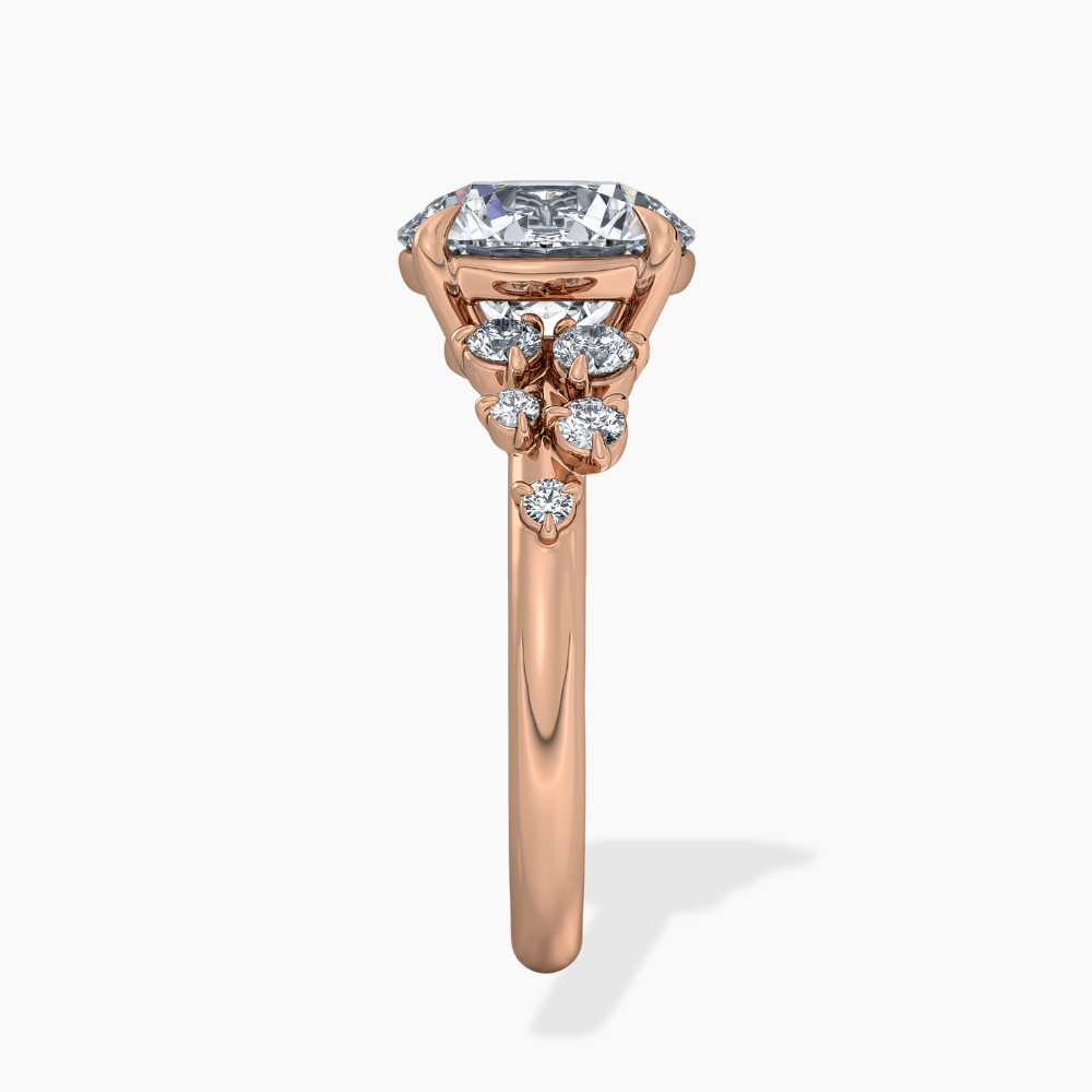 Mia Accents (Round Sides) Round Lab Grown Diamond Engagement Ring in 18K Gold