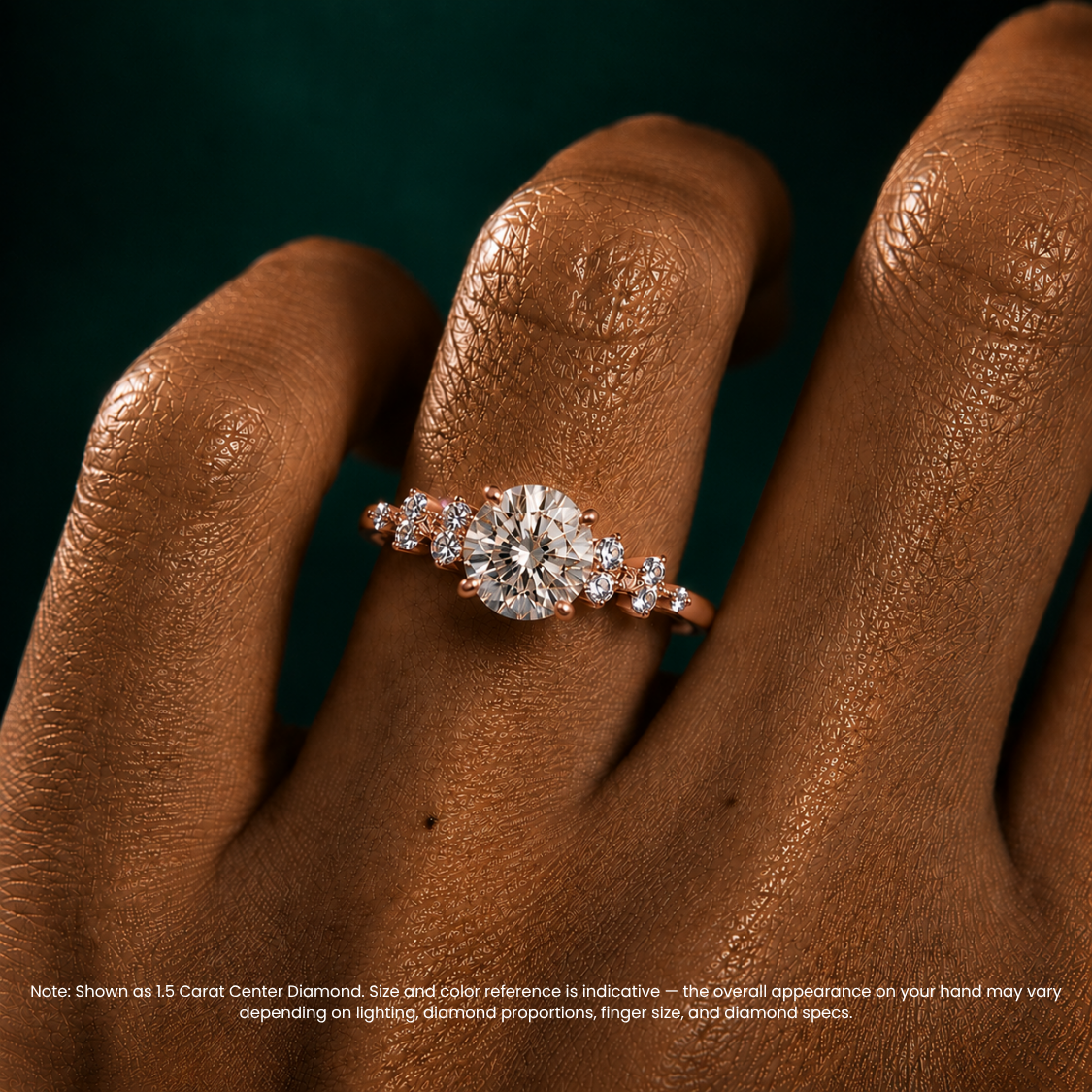 Mia Accents (Round Sides) Round Lab Grown Diamond Engagement Ring in 18K Gold