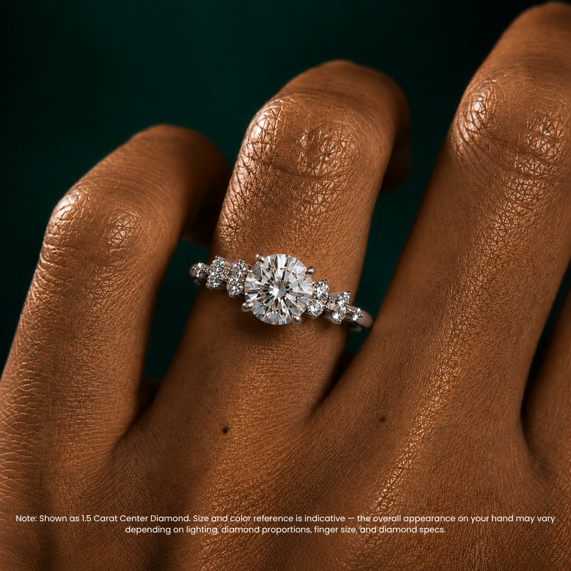 Mia Accents (Round Sides) Round Lab Grown Diamond Engagement Ring in 18K Gold
