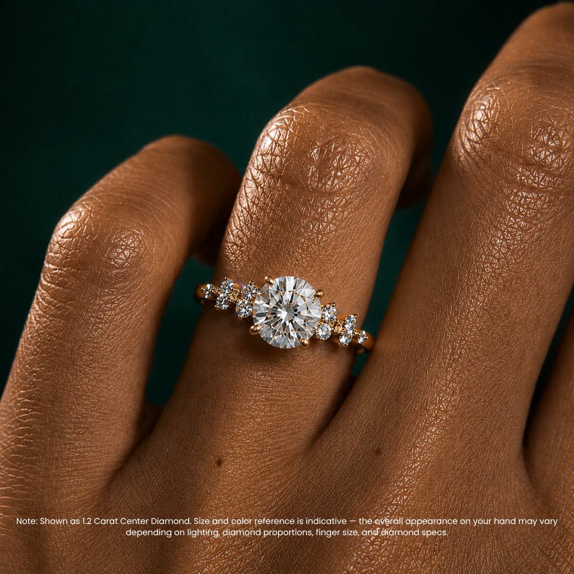 Mia Accents (Round Sides) Round Lab Grown Diamond Engagement Ring in 18K Gold