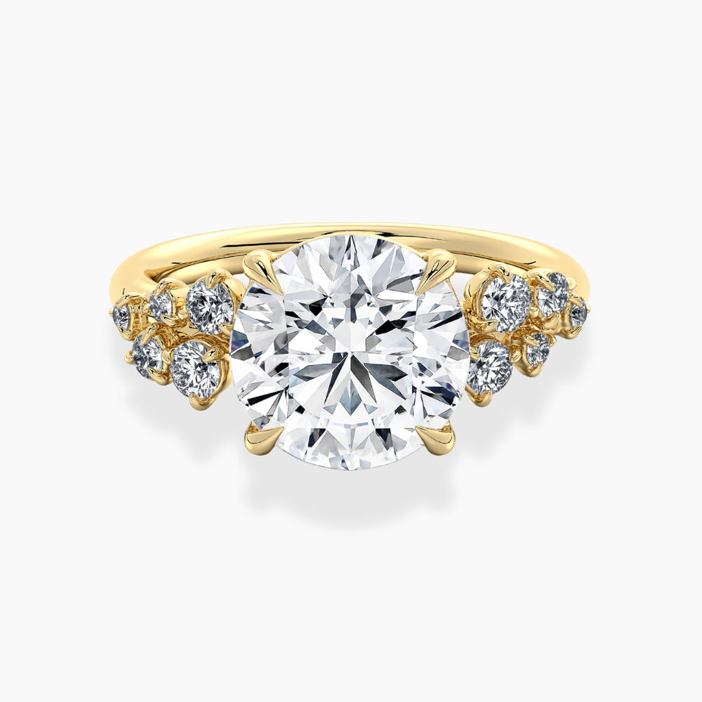Mia Accents (Round Sides) Round Lab Grown Diamond Engagement Ring in 18K Gold