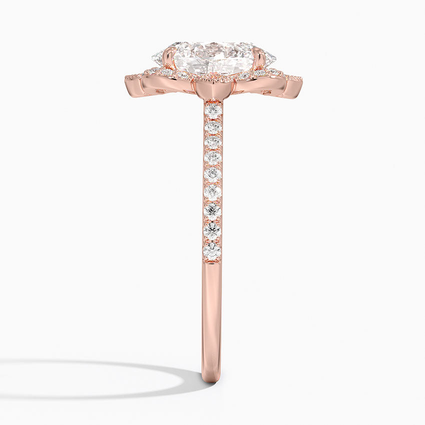 Nelly Vintage Accents (Round Side Stones) Lab Diamond Ring in 18K Gold - Oval