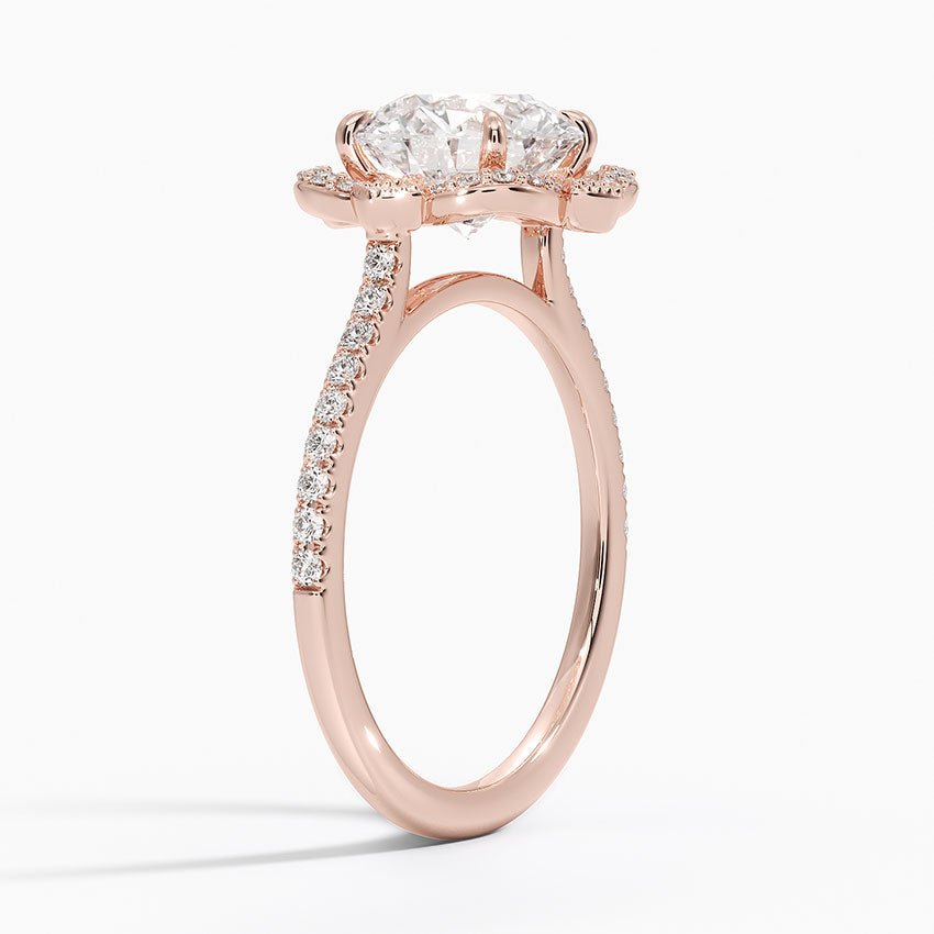 Nelly Vintage Accents (Round Side Stones) Lab Diamond Ring in 18K Gold - Round