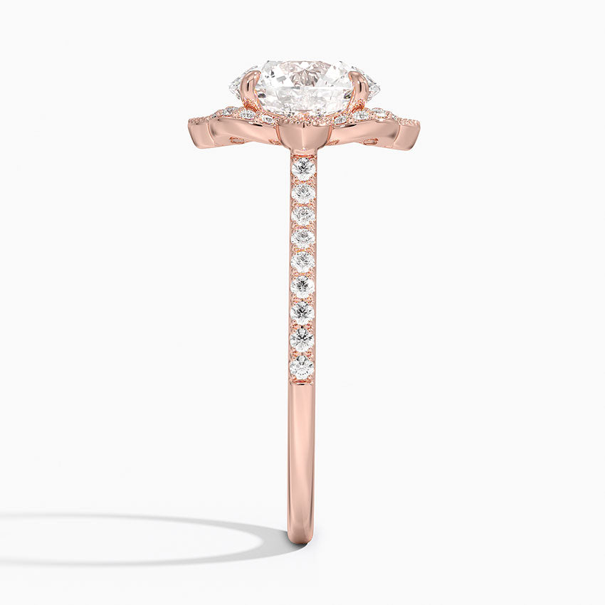 Nelly Vintage Accents (Round Side Stones) Lab Diamond Ring in 18K Gold - Round
