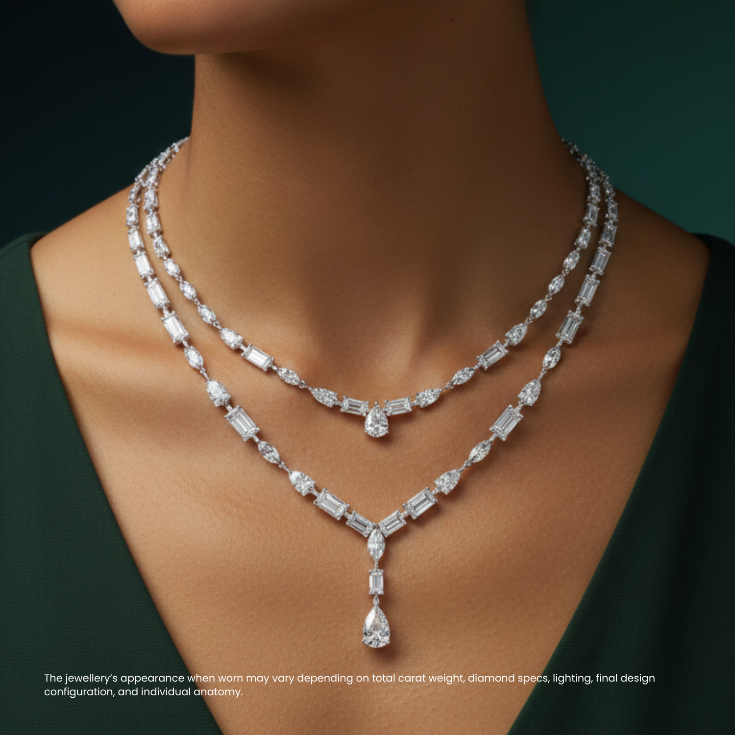 Nirvana Double Layer Lab Diamond (23 ct.) Necklace (17 in.) 18K White Gold