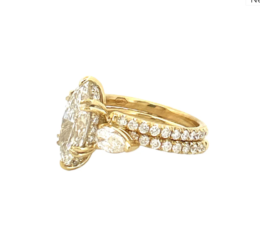 Marquise Lab Diamond Ring Set - Marquise Pave 3 ct + Open Band (1 ct. tw.) Yellow Gold 18K