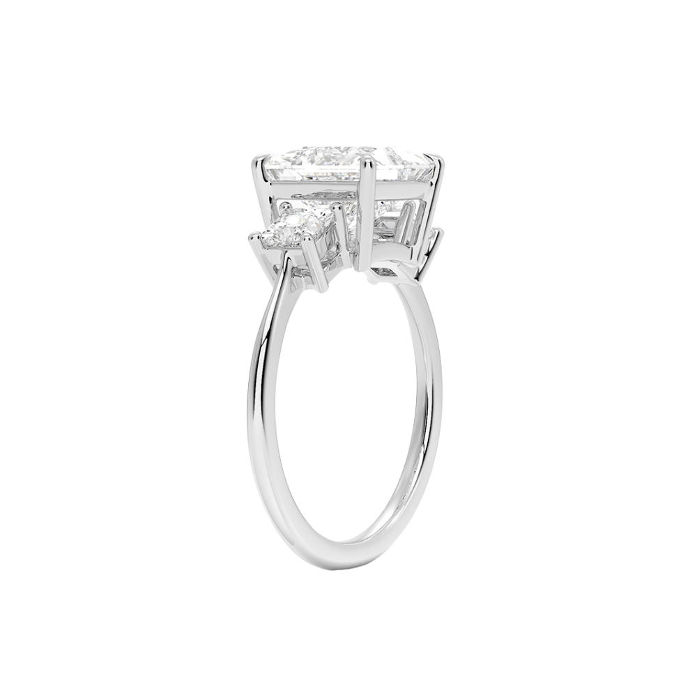 Trilogy (Princess Side Stones) Lab Diamond Engagement Ring in 18K Gold - Princess