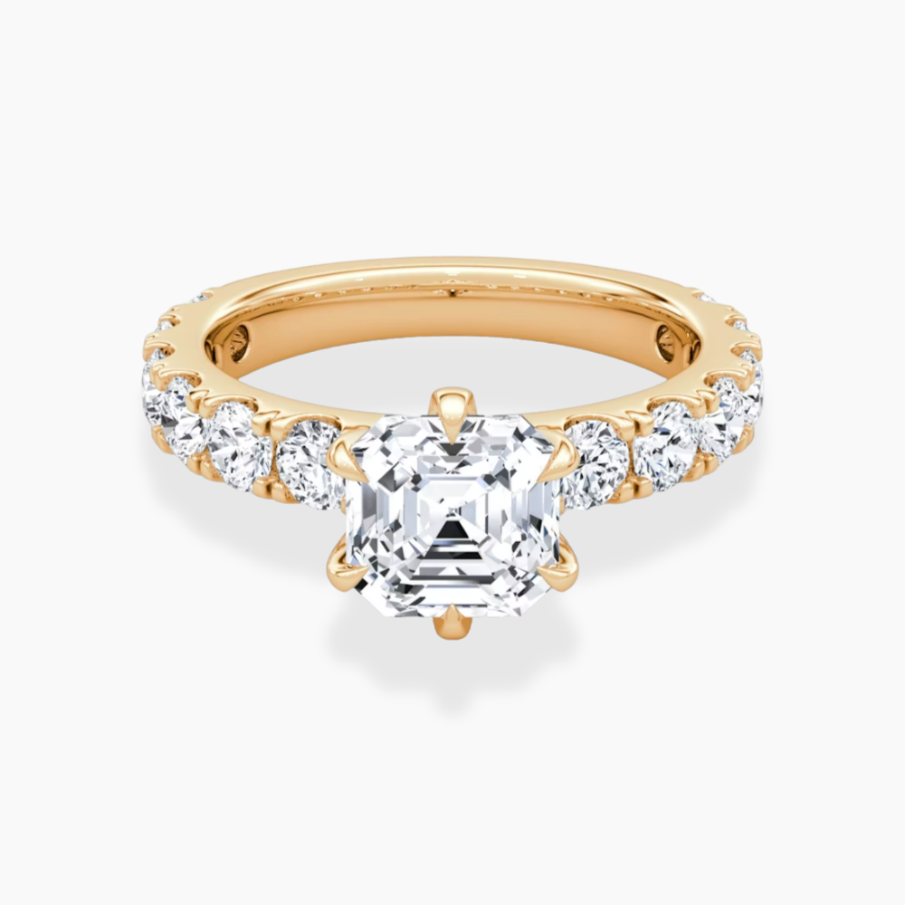 Venera Pave Asscher Lab Grown Diamond Engagement Ring (0.5 ct Band) in 18K Gold