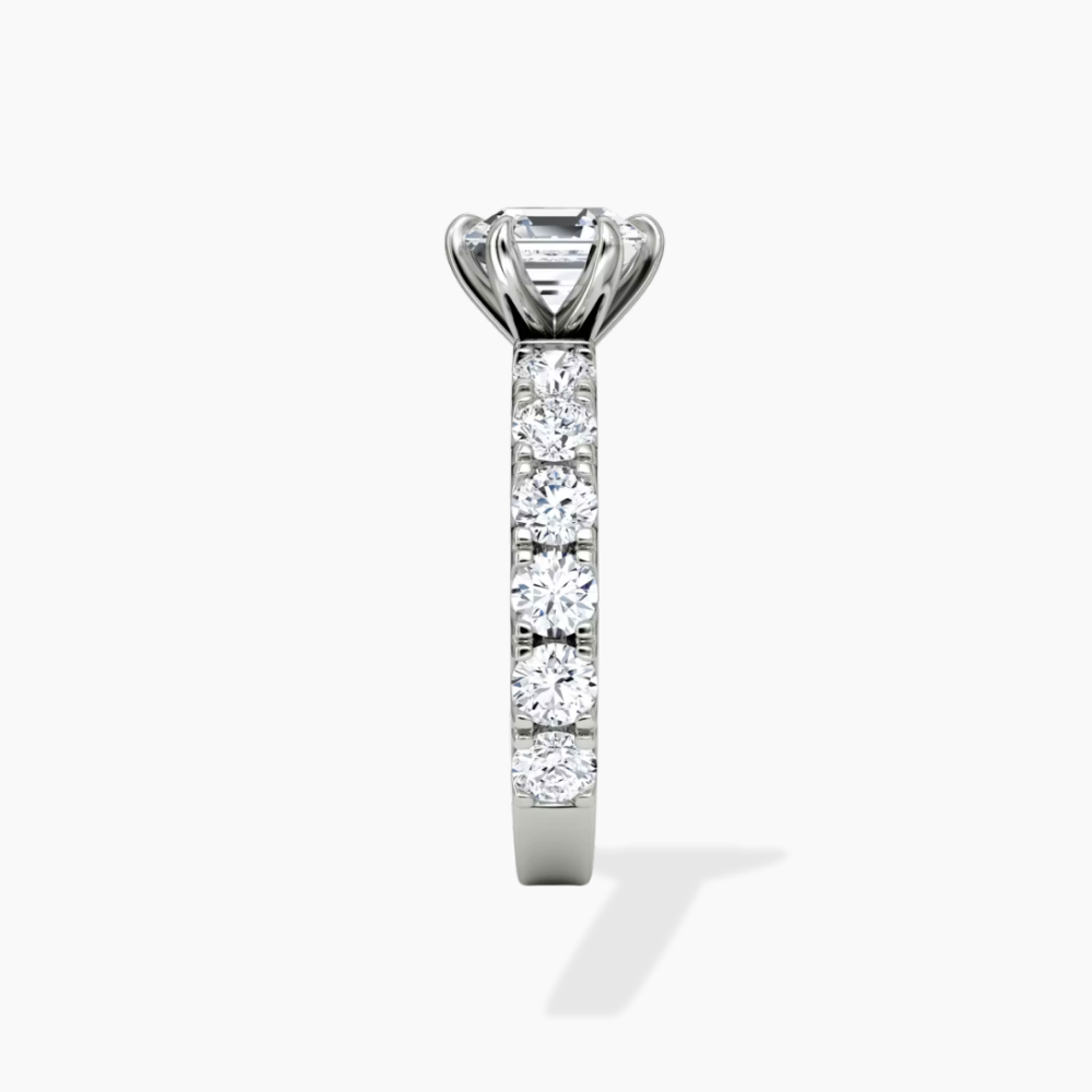 Venera Pave Asscher Lab Grown Diamond Engagement Ring (0.5 ct Band) in 18K Gold