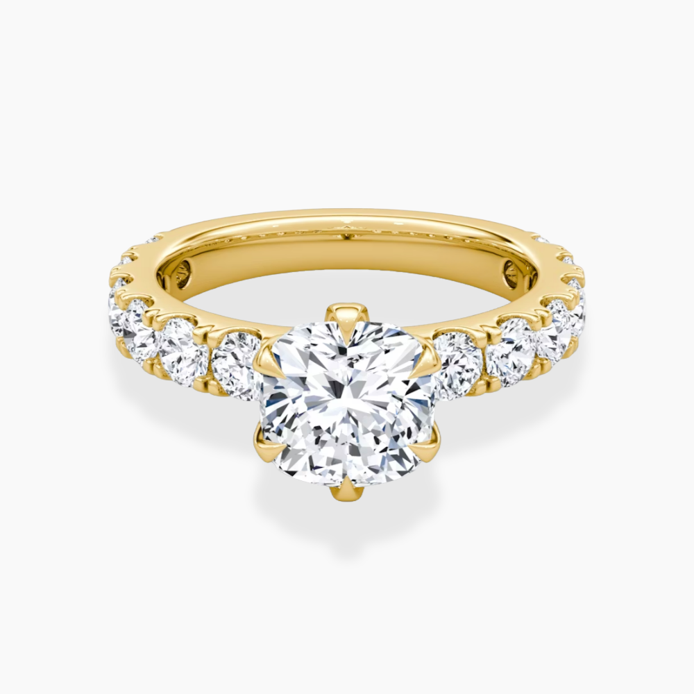 Venera Pave Cushion Lab Grown Diamond Engagement Ring (0.5 ct Band) in 18K Gold