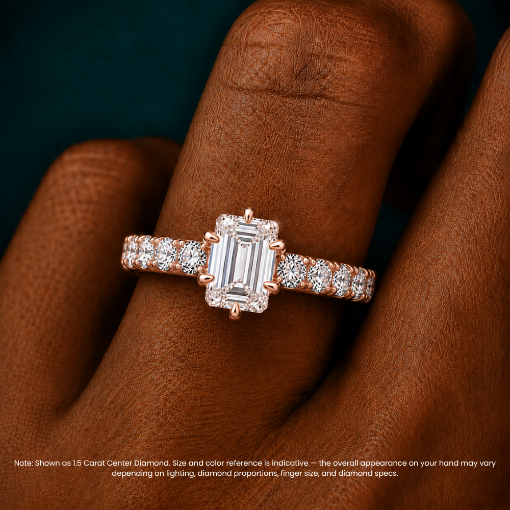 Venera Pave Emerald Lab Grown Diamond Engagement Ring (0.5 ct Band) in 18K Gold