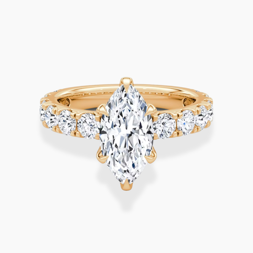 Venera Pave Marquise Lab Grown Diamond Engagement Ring (0.5 ct Band) in 18K Gold