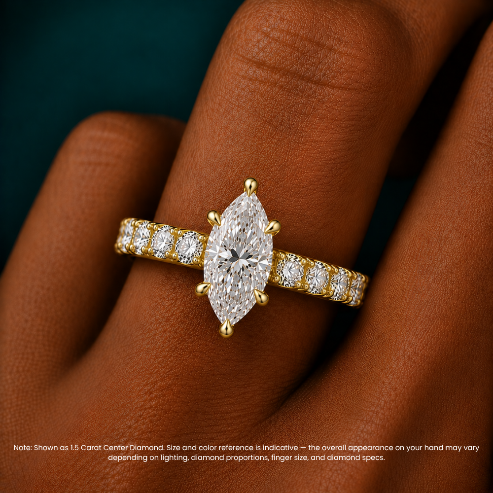 Venera Pave Marquise Lab Grown Diamond Engagement Ring (0.5 ct Band) in 18K Gold