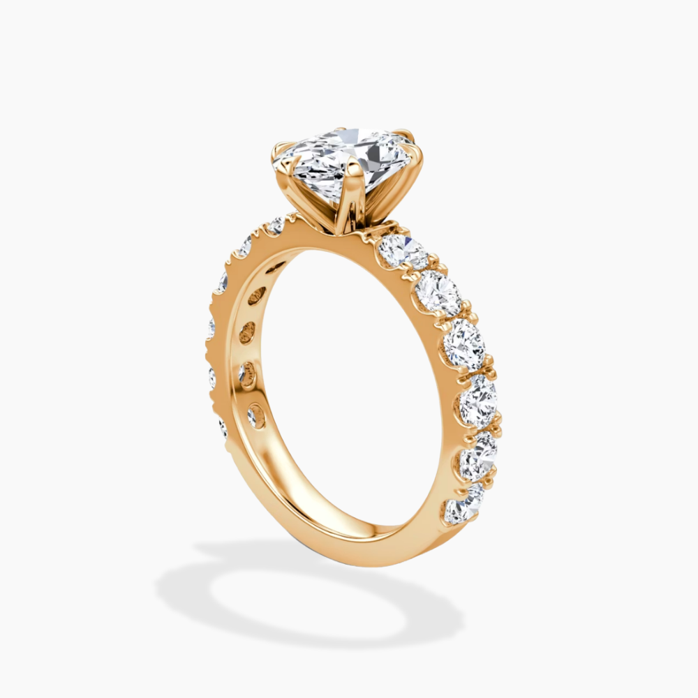 Venera Pave Oval Lab Grown Diamond Engagement Ring (0.5 ct Band) in 18K Gold