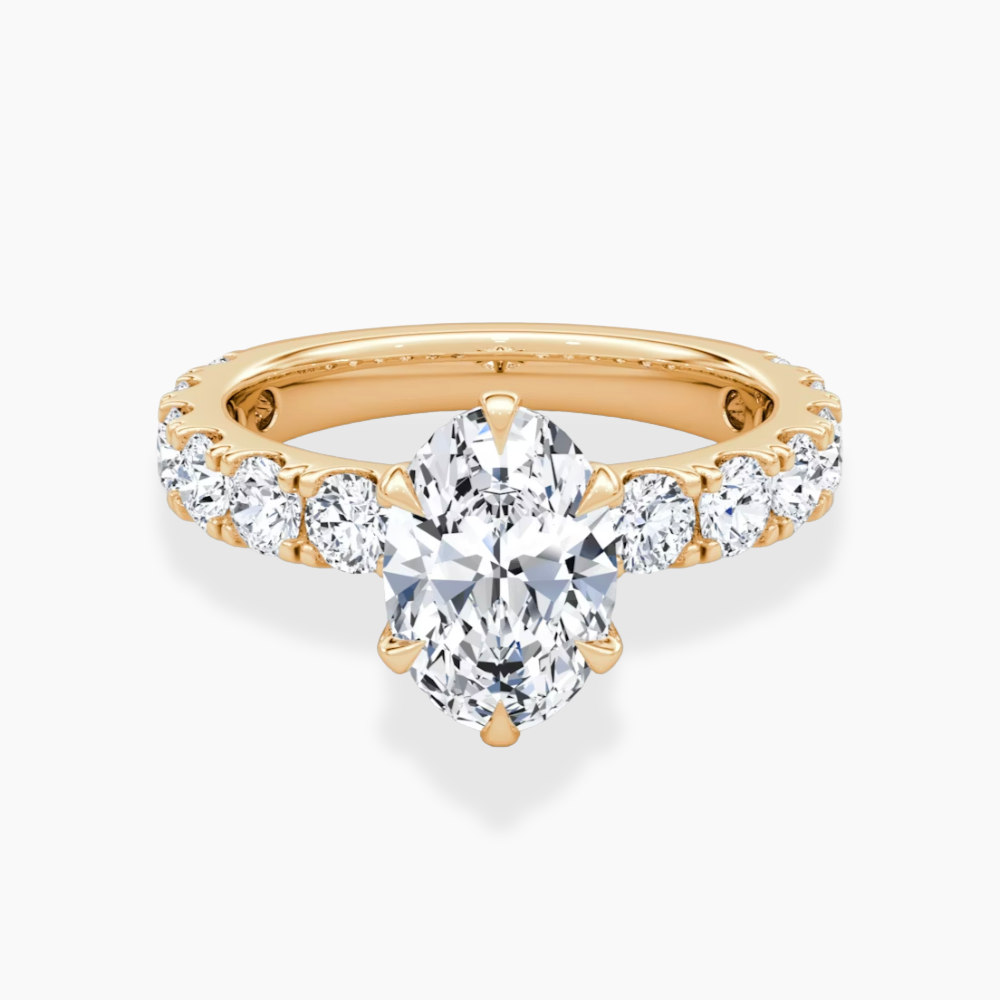 Venera Pave Oval Lab Grown Diamond Engagement Ring (0.5 ct Band) in 18K Gold