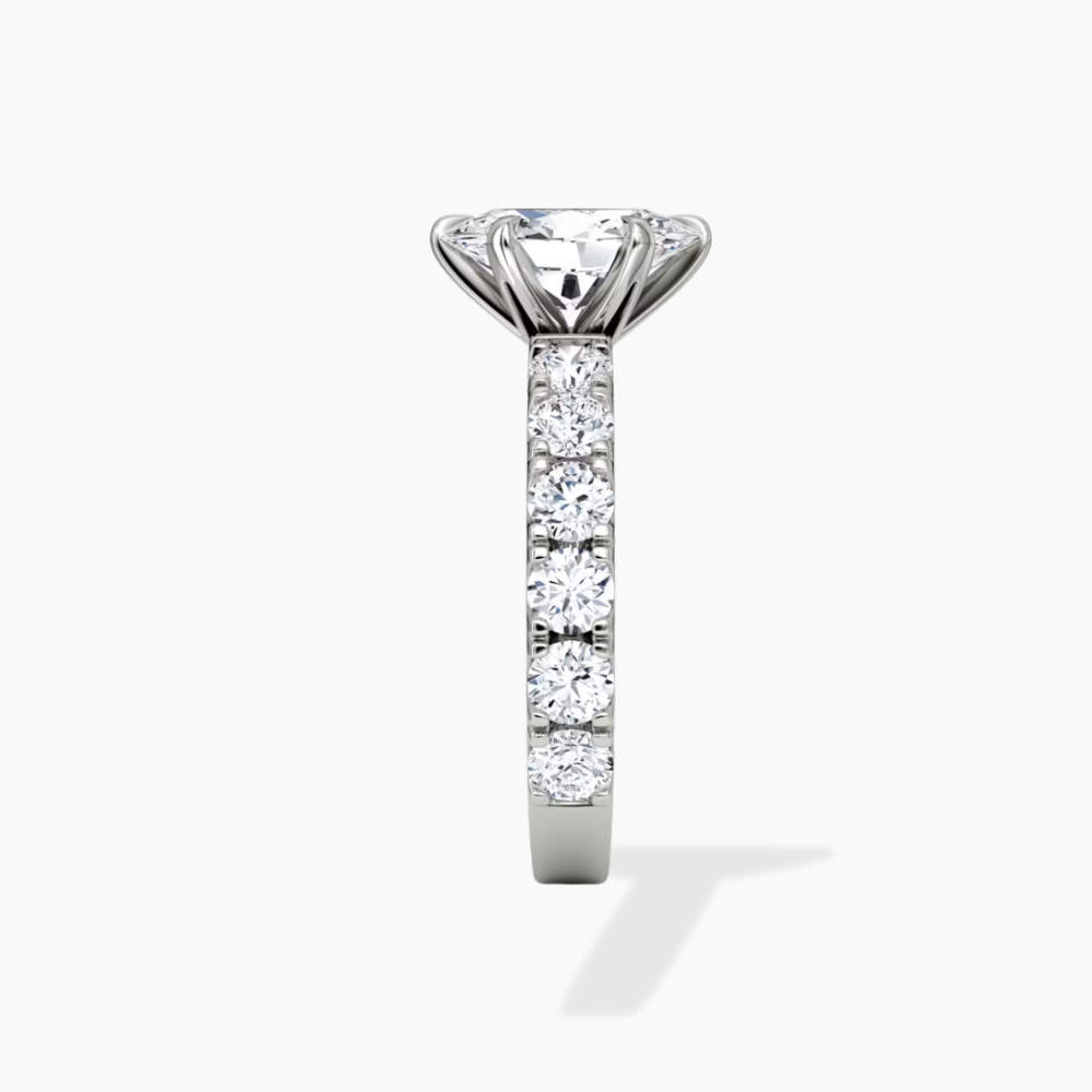 Venera Pave Oval Lab Grown Diamond Engagement Ring (0.5 ct Band) in 18K Gold
