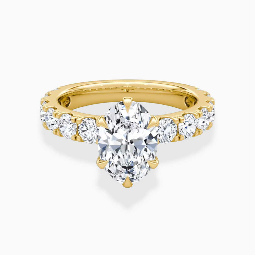 Venera Pave Oval Lab Grown Diamond Engagement Ring (0.5 ct Band) in 18K Gold