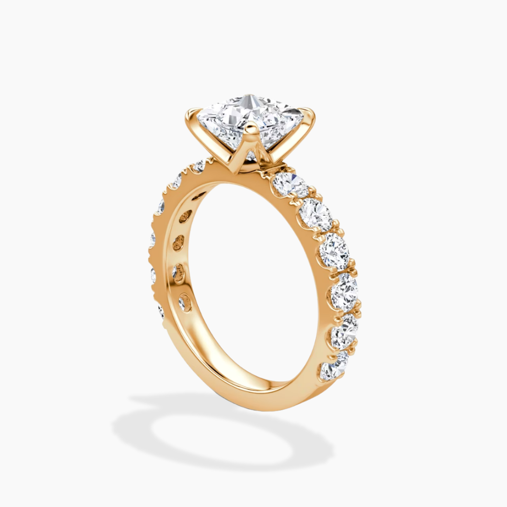 Venera Pave Princess Lab Grown Diamond Engagement Ring (0.5 ct Band) in 18K Gold