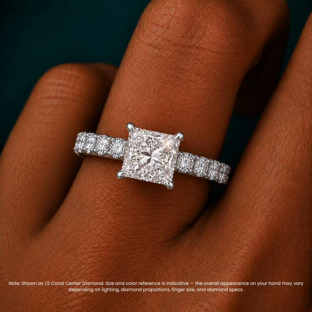 Venera Pave Princess Lab Grown Diamond Engagement Ring (0.5 ct Band) in 18K Gold