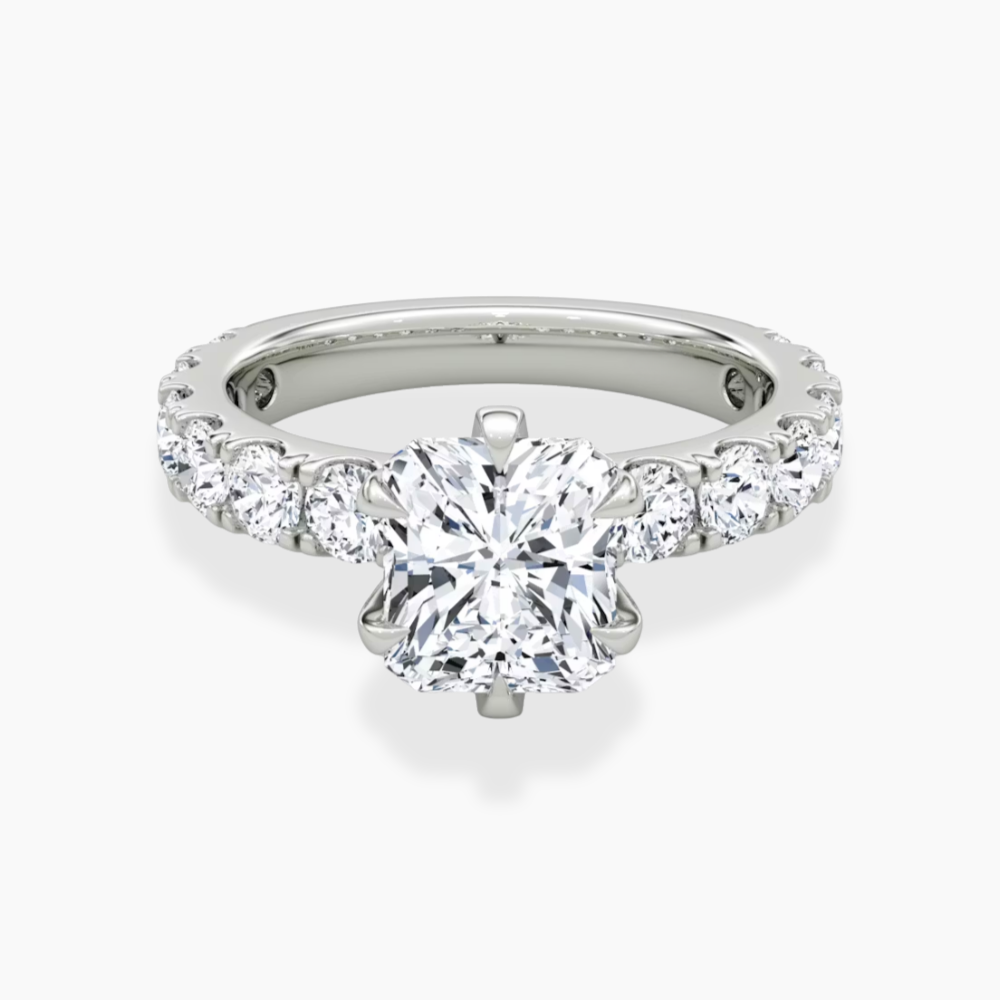 Venera Pave Radiant Lab Grown Diamond Engagement Ring (0.5 ct Band) in 18K Gold