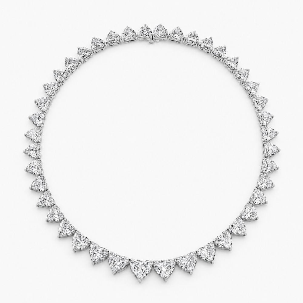 Amal Heart Tennis High Jewellery Lab Diamond 40 Carat Necklace (16 in.) 18K White Gold