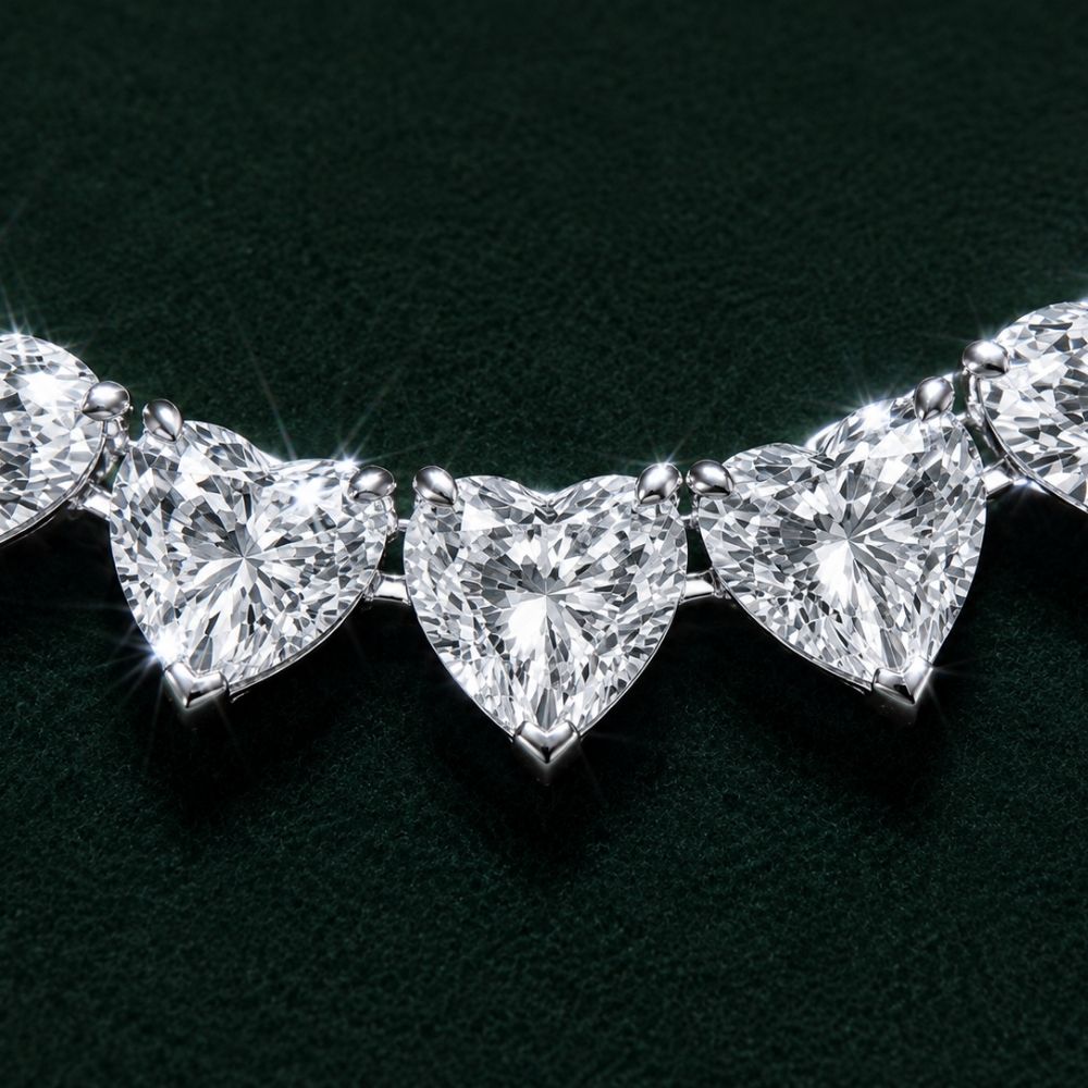 Amal Heart Tennis High Jewellery Lab Diamond 40 Carat Necklace (16 in.) 18K White Gold