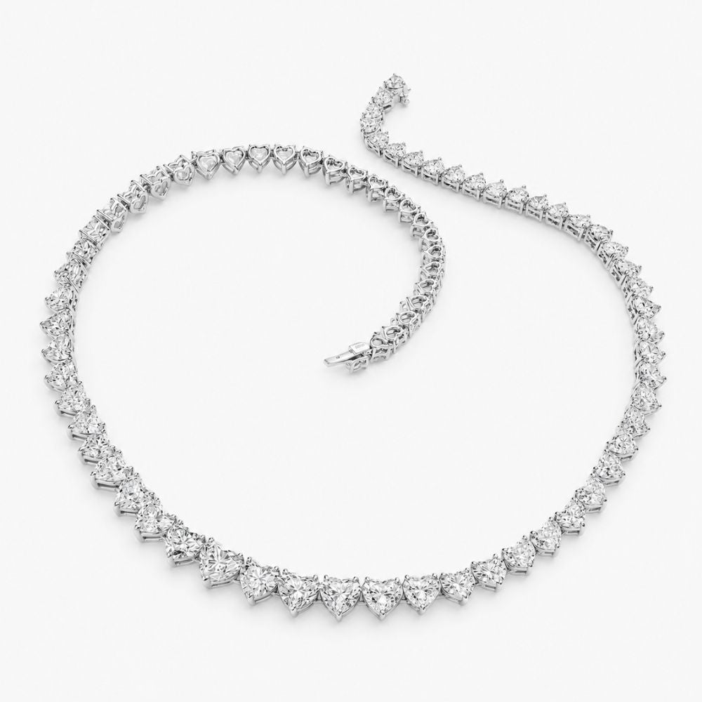 Amal Heart Tennis High Jewellery Lab Diamond 40 Carat Necklace (16 in.) 18K White Gold
