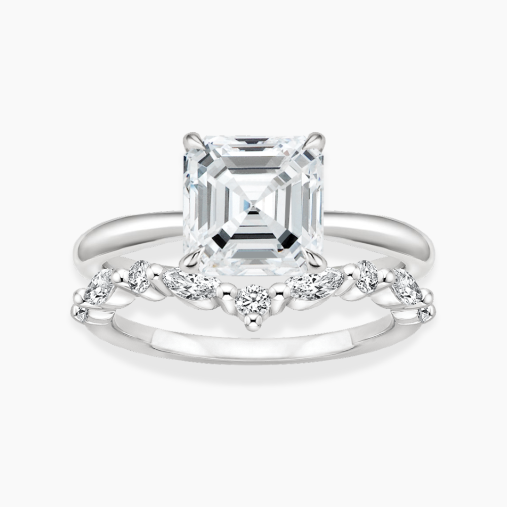 Antoinette Lab Diamond Ring Set in 18K Gold - Asscher